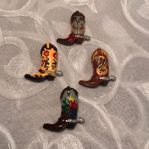 Western Boot Button Covers, set of 4, multi-colors